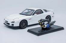 Load image into Gallery viewer, Polar Master 1:18 White RX7 FD Spirit R Engine Sport Model Diecast Metal Car