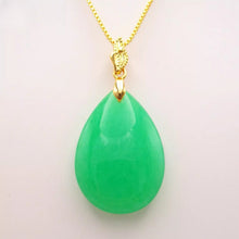 Load image into Gallery viewer, Nature Jade Water Drop Oval Pendant Necklace Gift Jewelry charm Blessing Lucky