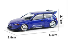 Load image into Gallery viewer, Poprace 1:64 Blue Civic EG6 SIR Pandem Hatchback Model Diecast Metal Car New Collection