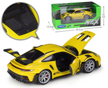 Load image into Gallery viewer, WELLY 1:24 Yellow 911 992 GT3 RS Racing Sports Model Diecast Metal Car New
