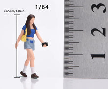 Load image into Gallery viewer, 1:64 Painted Figure Model Miniature Resin Diorama Toy Sand Walking Girl Blue Top