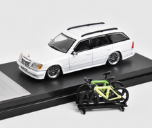 Load image into Gallery viewer, Mortal 1:64 White VIP S124 E300 Wagon Roof Bike Model Diecast Metal Car New