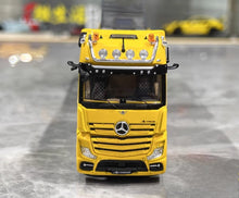 Load image into Gallery viewer, 1:64 Yellow AMG Actros Gigaspace 4x2 Trailer Truck Model Diecast Metal Car