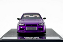 Load image into Gallery viewer, Mortal 1:64 Purple Skyline GTR ER34 25GT-t Sports Model Diecast Metal Car New Collection