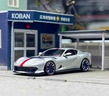 Load image into Gallery viewer, TOC 1:64 Silver Red Stripe 812C Coupe Sports Model Diecast Metal Car New Collection