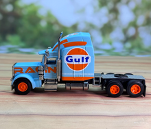Load image into Gallery viewer, FINE 1:64 Gulf Racing Peterbilt King Hauler Trailer Model Diecast Metal Car