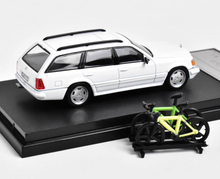 Load image into Gallery viewer, Mortal 1:64 White S124 E300 Wagon Roof Bike Model Diecast Metal Car New