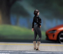 Load image into Gallery viewer, 1:64 Painted Figure Model Miniature Resin Sand Cool Girl Pretty Lady in Black