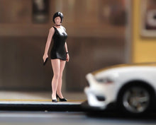 Load image into Gallery viewer, 1:64 Painted Figure Model Miniature Resin Diorama Sand Black Dress Lady Girl Toy