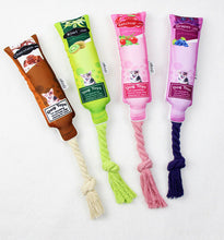 Load image into Gallery viewer, Dog Squeaky Toys Tube Shaped Chew Puppy Canvas Rope Toy Teeth Grinding Pet Gift