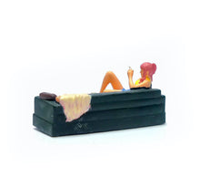Load image into Gallery viewer, 1:64 Painted Figure Mini Model Miniature Resin Diorama Smoking Sofa Girl Recline