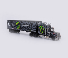Load image into Gallery viewer, FINE 1:64 Black Racing Peterbilt King Hauler Trailer Model Diecast Metal Car