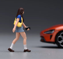 Load image into Gallery viewer, 1:64 Painted Figure Model Miniature Resin Diorama Toy Sand Walking Girl Blue Top