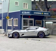 Load image into Gallery viewer, TOC 1:64 Silver Red Stripe 812C Coupe Sports Model Diecast Metal Car New Collection