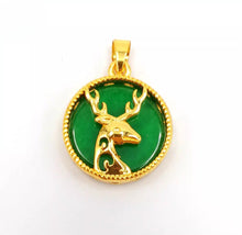 Load image into Gallery viewer, Nature Jade Deer Reindeer Pendant Necklace Gift Jewelry charm Blessing Lucky a