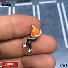 Load image into Gallery viewer, 1:64 Painted Figure Mini Model Miniature Resin Diorama Lady Man Chatting Chair