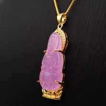 Load image into Gallery viewer, Nature Jade Guanyin Pendant Necklace Gift Jewelry charm Blessing Lucky Purple g