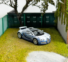 Load image into Gallery viewer, LJM 1:64 Blue White Chiron Veyron Racing Sports Model Diecast Resin Car New