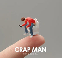 Load image into Gallery viewer, 1:64 Painted Figure Mini Model Miniature Resin Diorama Sand People Man On Toilet