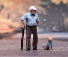 Load image into Gallery viewer, 1:64 Painted Figure Model Miniature Resin Sand Diorama Old Man with Cane Elderly