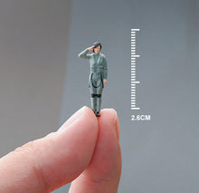 Load image into Gallery viewer, 1:64 Painted Figure Mini Model Miniature Resin Diorama Pilot Captain Army Salute New Scene