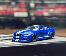 Load image into Gallery viewer, Liberty 1:64 Blue Mustang Widebody Muscle Sports Model Diecast Metal Car New Collection