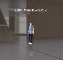 Load image into Gallery viewer, 1:64 Painted Figure Mini Model Miniature Car Scenes Resin Giri With Book Lady