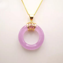 Load image into Gallery viewer, Nature Jade Ring Round Pendant Necklace Gift Jewelry charm Blessing Fortune d