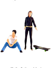 Load image into Gallery viewer, 1:64 Painted Figure Model Miniature Resin Diorama Skateboard Girl Sitting Boy