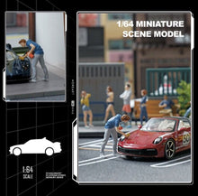 Load image into Gallery viewer, 1:64 Painted Figure Mini Model Toy Miniature Car Scenes Resin Car Wash Boy Man