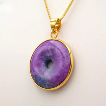 Load image into Gallery viewer, Nature Jade Purple Fortune Round Pendant Necklace Gift Jewelry charm Blessing
