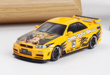 Load image into Gallery viewer, FS 1:64 Yellow Dragon Skyline GTR R34 Sports Model Diecast Metal Car BN