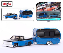 Load image into Gallery viewer, Maisto 1:64 1987 Chevy 1500 Pickup Traveler Trailer Tow & Go Model Metal Car