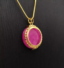 Load image into Gallery viewer, Nature Jade Pink Round Fortune Pendant Necklace Gift Jewelry charm Blessing new