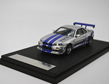 Load image into Gallery viewer, GFCC 1:64 Silver FNF Skyline GTR R34 C-West Sport Model Diecast Metal Car New Collection