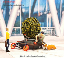 Load image into Gallery viewer, 1:64 Painted Figure Mini Model Miniature Resin Diorama Sand Bicycle Walking Dog