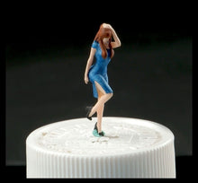 Load image into Gallery viewer, 1:64 Painted Figure Model Miniature Resin Diorama Toy Sand Blue Qipao Girl Sexy