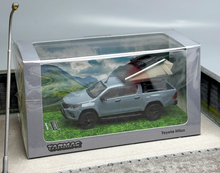 Load image into Gallery viewer, Tarmac 1:64 Gray Hilux Pickup Truck Roof Tent Sports Model Diecast Metal Car