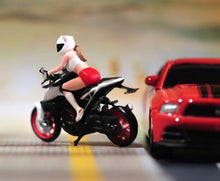 Load image into Gallery viewer, 1:64 Painted Figure Model Miniature Resin Diorama Sand Girl Helmet Motorcycle Collection
