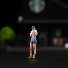 Load image into Gallery viewer, 1:64 Painted Figure Model Miniature Resin Diorama Sand Smoking Girl Cap Shorts New