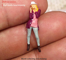 Load image into Gallery viewer, 1:64 Painted Figure Mini Model Miniature Resin Diorama Caual Office Lady Girl