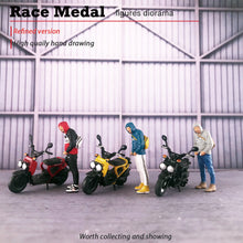 Load image into Gallery viewer, 1:64 Painted Figure Mini Model Miniature Resin Diorama Vintage Motocycle Man