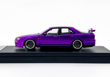 Load image into Gallery viewer, Mortal 1:64 Purple Skyline GTR ER34 25GT-t Sports Model Diecast Metal Car New Collection