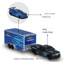 Load image into Gallery viewer, Maisto 1:64 2004 Silverado Pickup Trailer 2016 Camaro Model Toy Metal Car BN