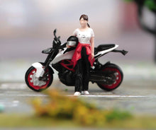Load image into Gallery viewer, 1:64 Painted Figure Model Miniature Resin Diorama Sand Girl Motorbike Helmet Toy New