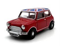 Load image into Gallery viewer, OXFORD 1:76 Red Austin Mini UK Flag Classic Coupe Sports Model Diecast Metal Car New