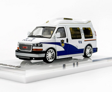 Load image into Gallery viewer, GOC 1:64 White Police GMC Savana Cutaway Van MPV Model Diecast Metal Car New Collection