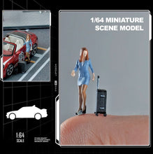 Load image into Gallery viewer, 1:64 Painted Figure Mini Model Toy Miniature Car Scenes Resin Stewardess Luggage