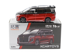 Load image into Gallery viewer, XCARTOYS 1:64 Red Black Hongqi HQ9 MPV Mini Van Model Diecast Metal Car