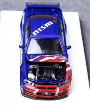 Load image into Gallery viewer, TM 1:64 Blue Skyline GTR R34 Nismo Sports Model Diecast Metal Car New Collection